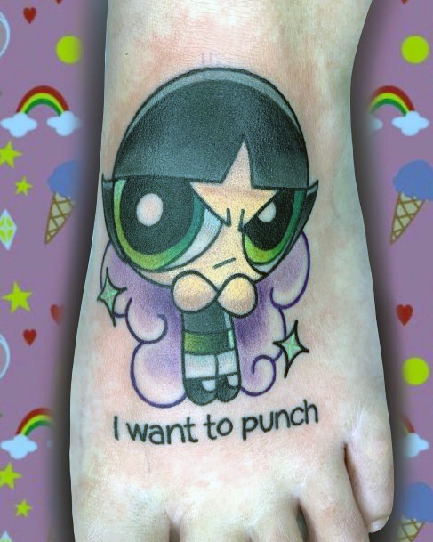 Fantastic Powerpuff Girls Buttercup Tattoo For Women