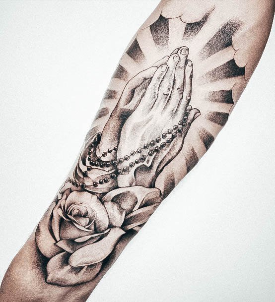 Fantastic Praying Hands Tattoo For Women Forearm