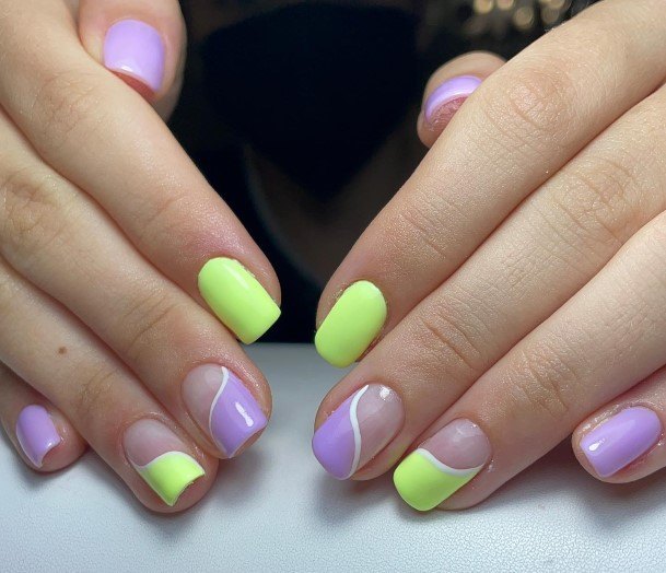 Fantastic Purple And Yellow Nail For Women