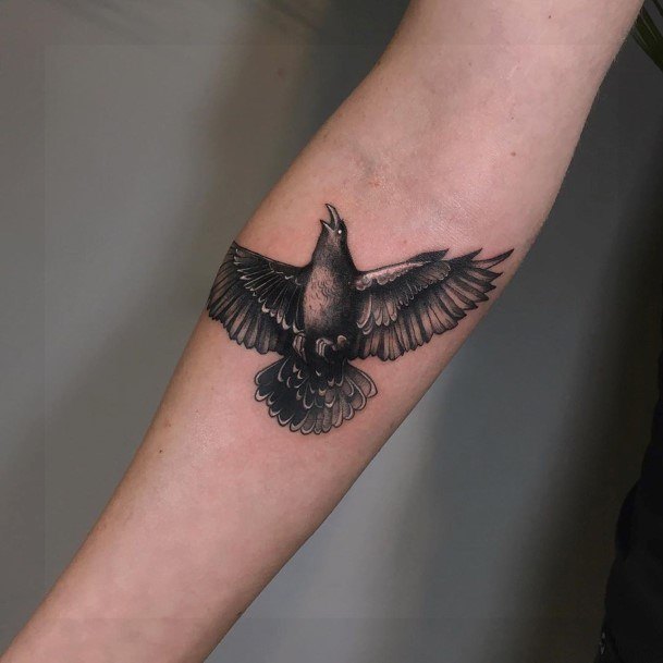 Fantastic Raven Tattoo For Women Small Detailed