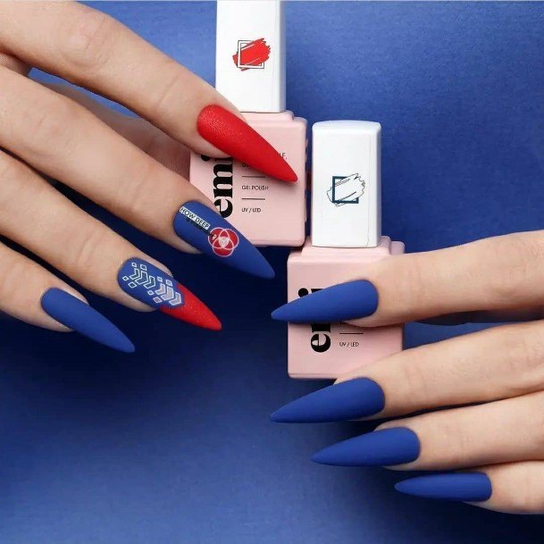 Fantastic Red And Blue Nail For Women
