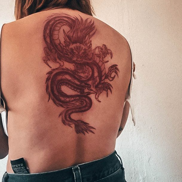 Fantastic Red Dragon Tattoo For Women