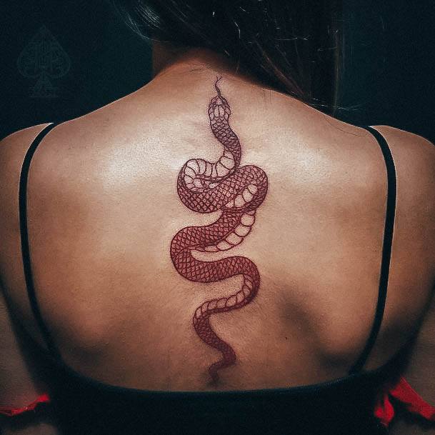 Fantastic Red Ink Tattoo For Women