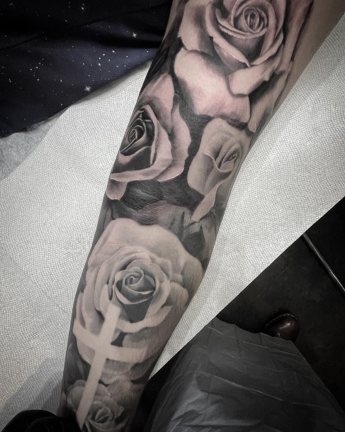 Fantastic Rose Sleeve Tattoo For Women