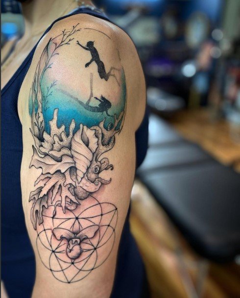 Fantastic Scuba Diving Tattoo For Women