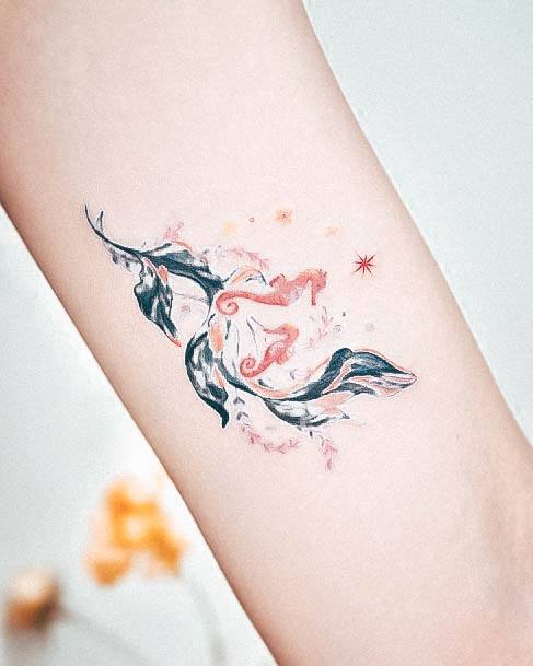 Fantastic Seahorse Tattoo For Women