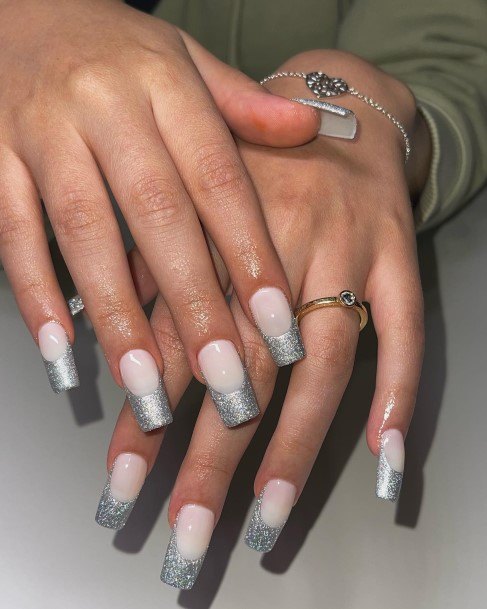 Fantastic Silver French Tip Nail For Women