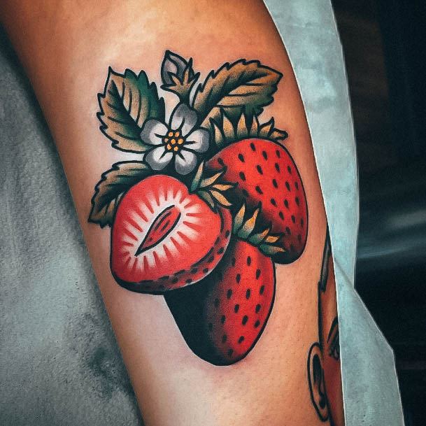 Fantastic Strawberry Tattoo For Women