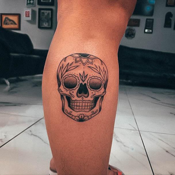 Fantastic Sugar Skull Tattoo For Women Leg