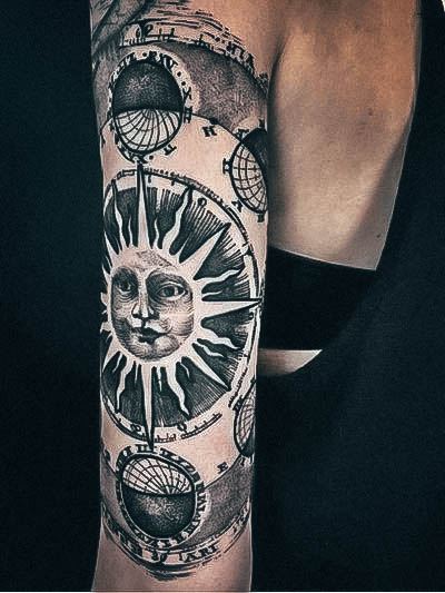 Fantastic Sun And Moon Tattoo For Women