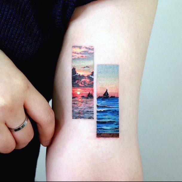 Fantastic Sunset Sunrise Tattoo For Women