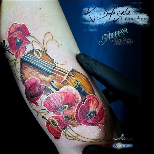 Fantastic Violin Tattoo For Women