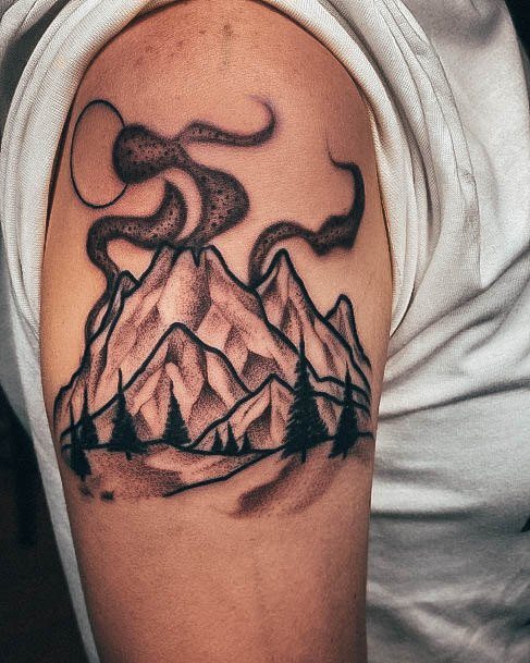 Fantastic Volcano Tattoo For Women