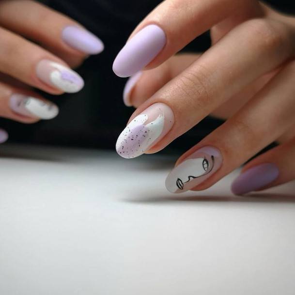 Fantastic White And Purple Nail For Women