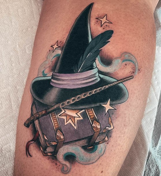 Fantastic Witch Hat Tattoo For Women