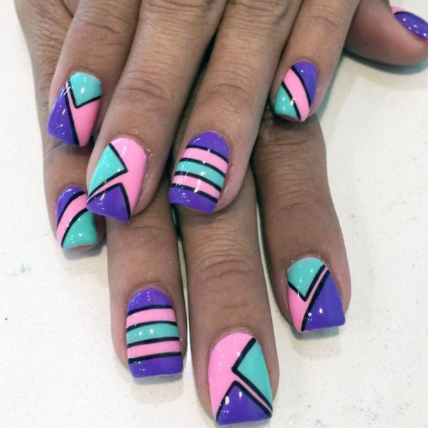 Fantastick Colorful Triangle Nail Design Girly Ideas For Women