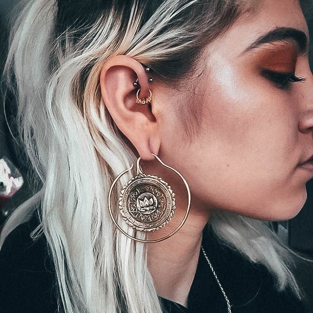 Fascinating Cool Large Hoop Design Ear Piercings For Women
