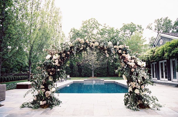 Fascinating Greenery Floral Wedding Arbor Ideas