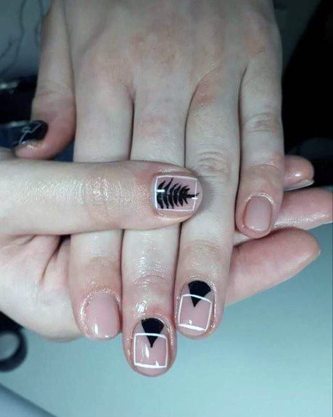 Fascinating Nude Short Womens Triangle Nail Designs Pine Tree Inspiration