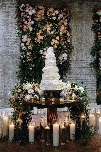 Fascinating White Wedding Cake October Inspiration Marvelous Greenery Colorful Floral