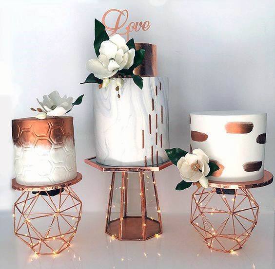 Fascination Rose Gold Wedding Cake Decor Ideas