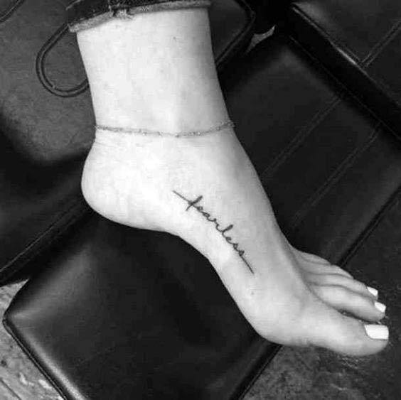 Fearless Quote Tattoo Womens Foot