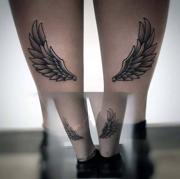 Feather Black Tattoo Womens Ankle