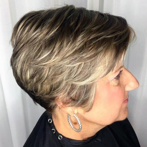 feathered highlights short hairstyles for women over 60
