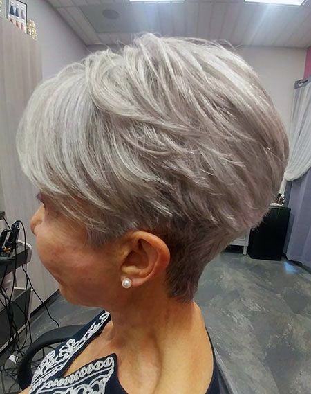 Feathered Side Swept Pixie Grey Short Hairstyles For Women Over 60