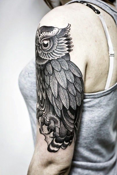 Feathers Owl Tattoo Womens Arms