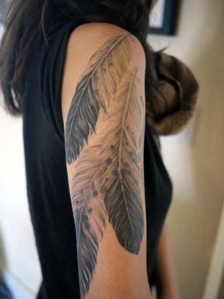 Feathers Tattoo Womens Half Sleeve
