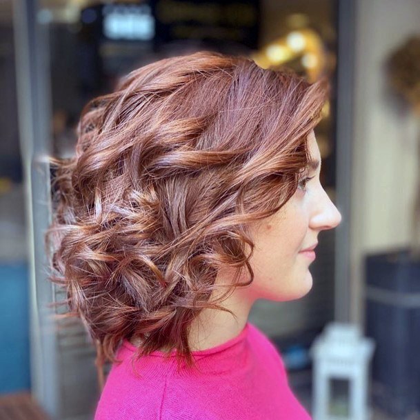 Feathery Curls Hot Brunette Short Hairstyle