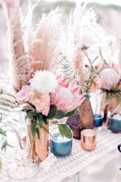 Feathery Light Wedding Flower Centerpieces