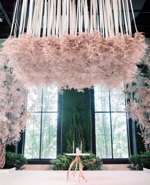 Feathery Pink Decorations Wedding Ceiling