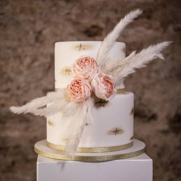 Feathery Roses 2 Tier Wedding Cake