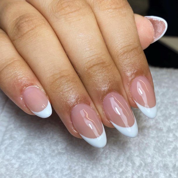 Female Almond French Nails