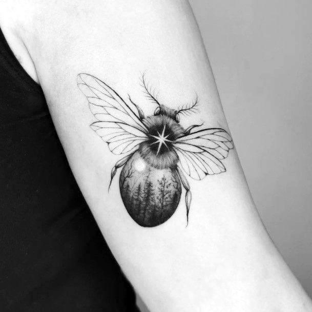 Female Bee Tattoo On Woman