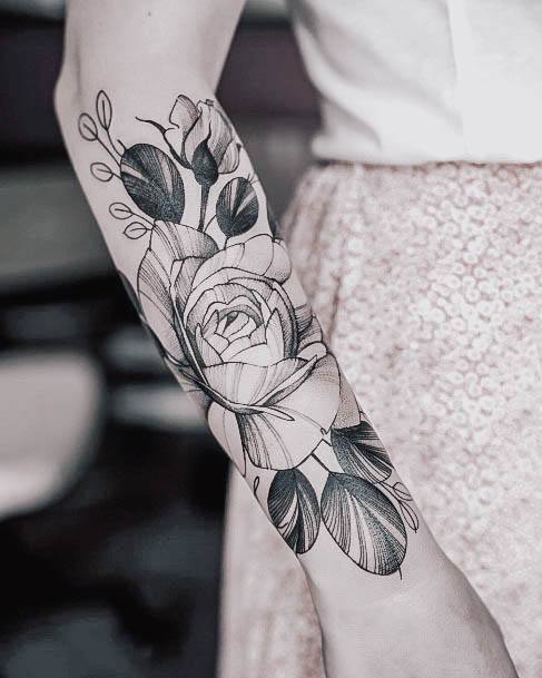 Female Black Rose Tattoos