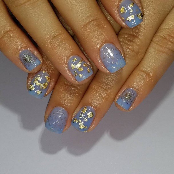 Female Blue Short Nails