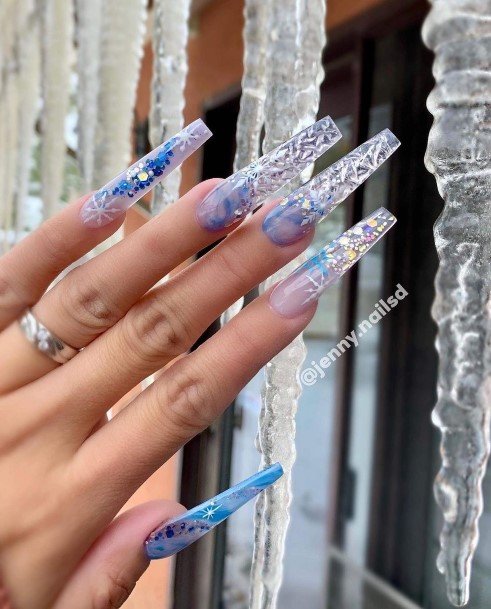 Female Blue Winter Nails