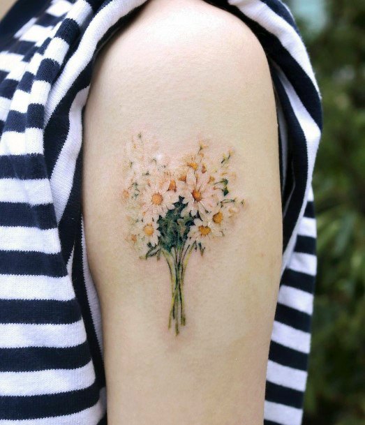 Female Bouquet Tattoo On Woman