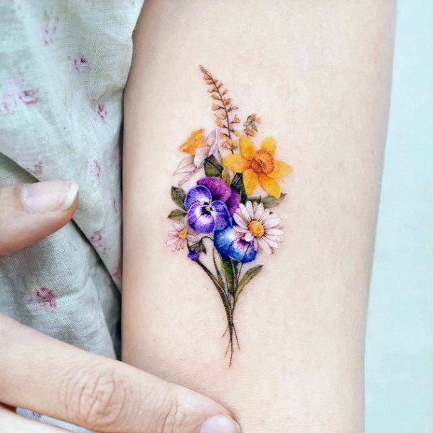 Female Bouquet Tattoos