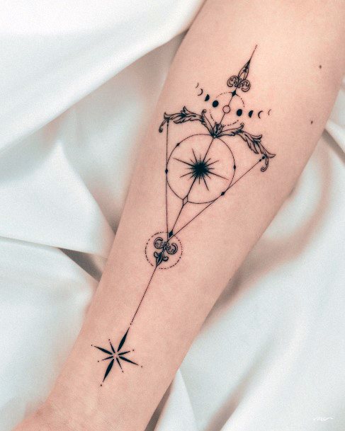 Female Bow And Arrow Tattoos