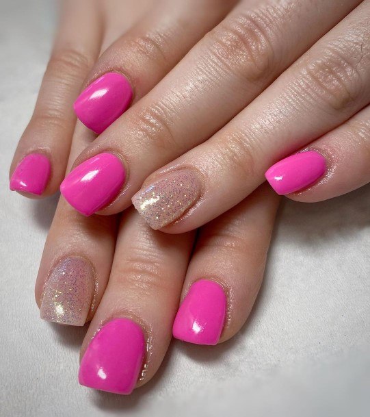 Female Bright Pink Nails