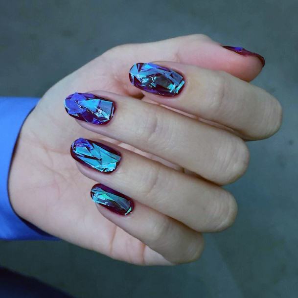 Female Broken Shattered Glass Nails