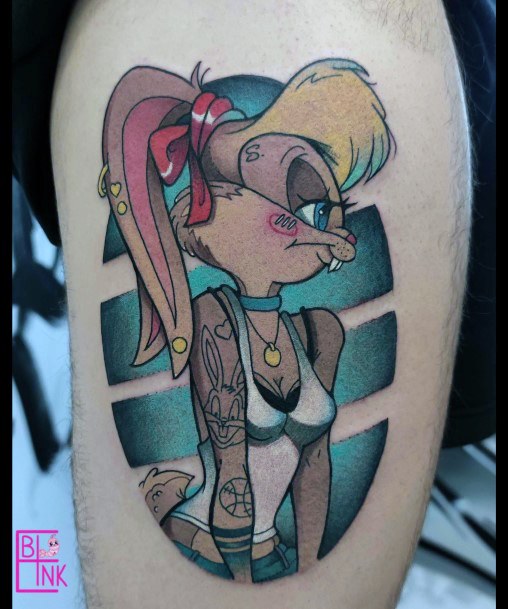 Female Bugs Bunny Tattoo On Woman