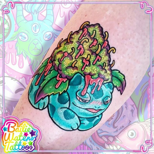 Female Bulbasaur Tattoo On Woman