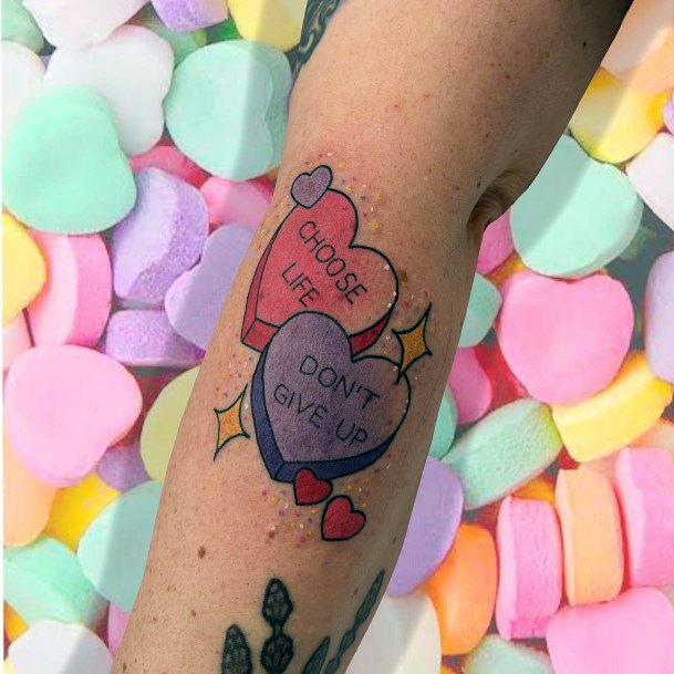 Female Candy Heart Tattoos