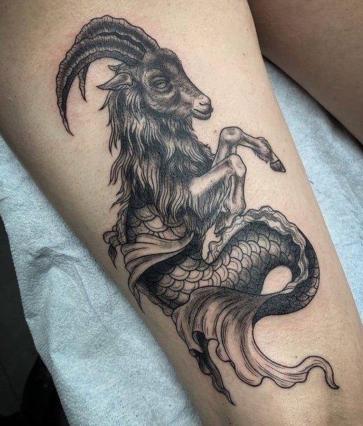 Female Capricorn Tattoos Thigh