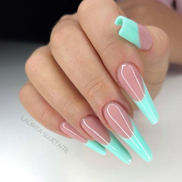 Female Cool Almond French Nail Design